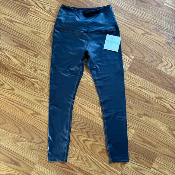 Beyond Yoga Pants - Beyond Yoga Heather Rib High Waisted Legging Navy Shine XS NWT